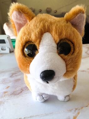 ​Ty Beanie Boos Colin the Corgi Large 9" Orange and White Dog Plush EUC